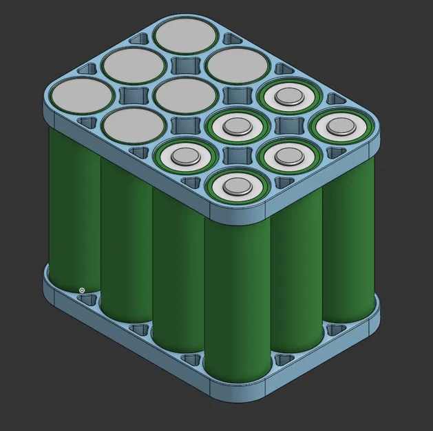 Khay Đựng Pin 18650 Cho Bộ Pin DIY – Có Chốt Chặn Pin và Phiên Bản Đầu Nối, Nhẹ, Dễ In - Image 5