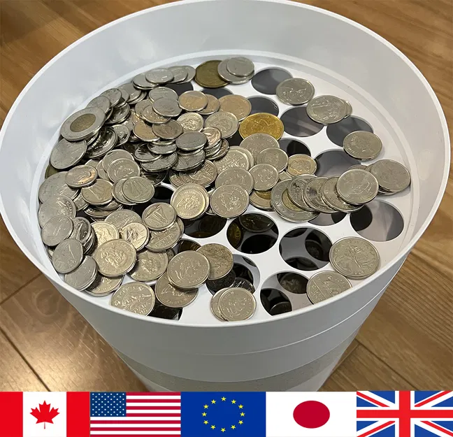 Máy Sắp Xếp Tiền Xu Xếp Chồng (Canada, Mỹ, Euro, Nhật, Anh, Kèm File Fusion 360) - Image 1