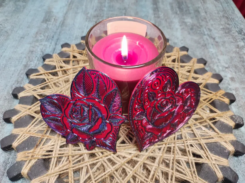 Khuôn In 3D Trái Tim Hoa Hồng Rose Hearts - Image 10