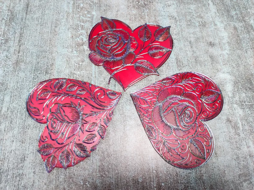 Khuôn In 3D Trái Tim Hoa Hồng Rose Hearts - Image 14