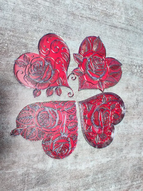 Khuôn In 3D Trái Tim Hoa Hồng Rose Hearts - Image 15