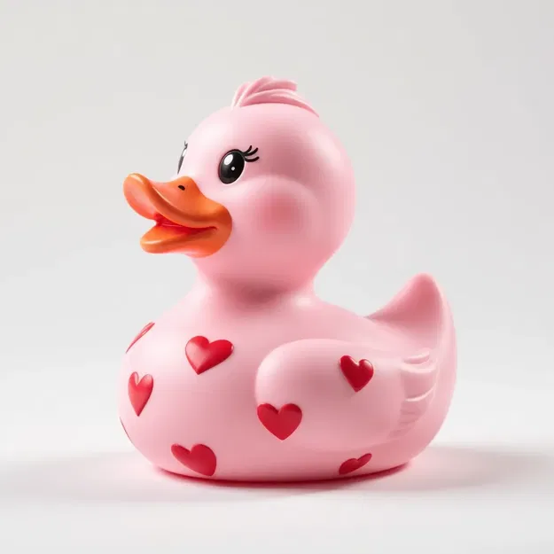 Vịt Cao Su Hồng Đính Tim Cho Valentine Để Tắm - Image 1