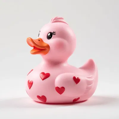 Vịt Cao Su Hồng Đính Tim Cho Valentine Để Tắm