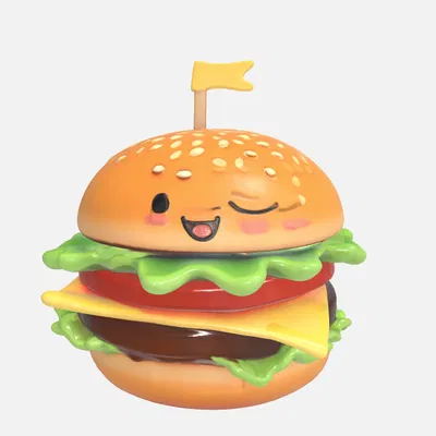 Burger Mặt Cười (Smiley Hamburger) - In 3D Độc Đáo