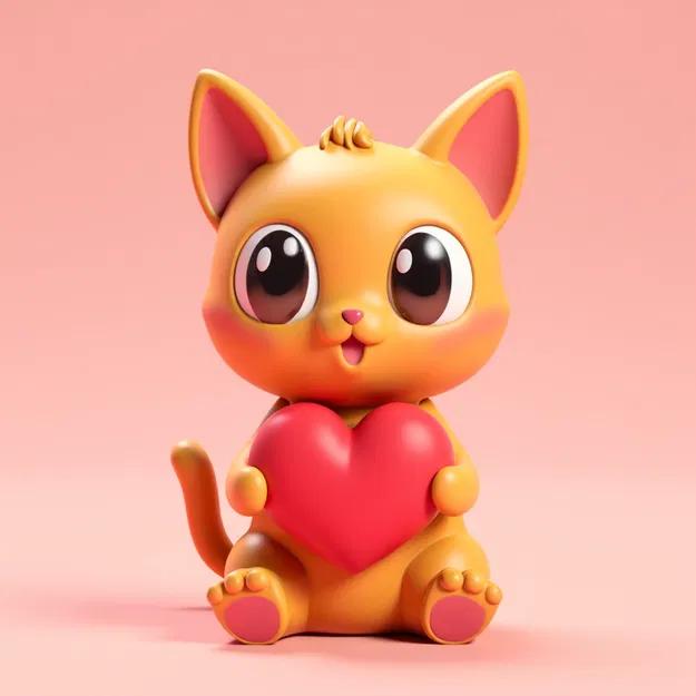 Mèo Valentine ôm trái tim - Image 1