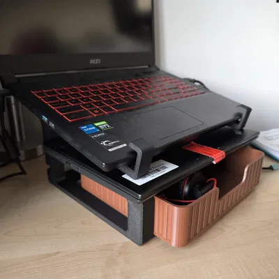 Kệ để 2 Laptop kèm ngăn kéo organiser – Remix cho laptop lớn hơn