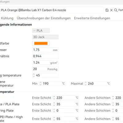 Setting Eco PLA 3D Jake 1.75mm cho Bambu Studio (X1C, nozzle 0.4) đã calibrate