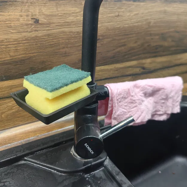 Kẹp giữ khăn và miếng rửa chén cho bồn rửa (gắn vòi nước) - Image 2