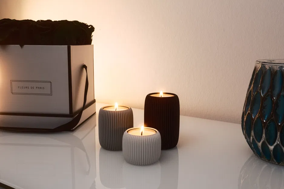 Đế nến Tealight (Tealight Holder) gân sọc tối giản - Image 1