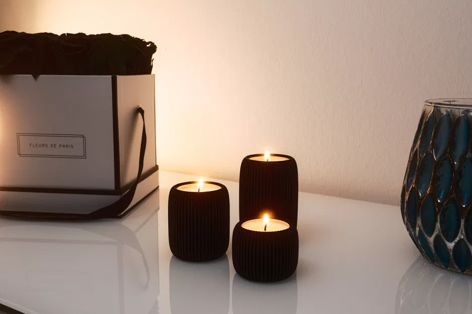 Đế nến Tealight (Tealight Holder) gân sọc tối giản - Image 2