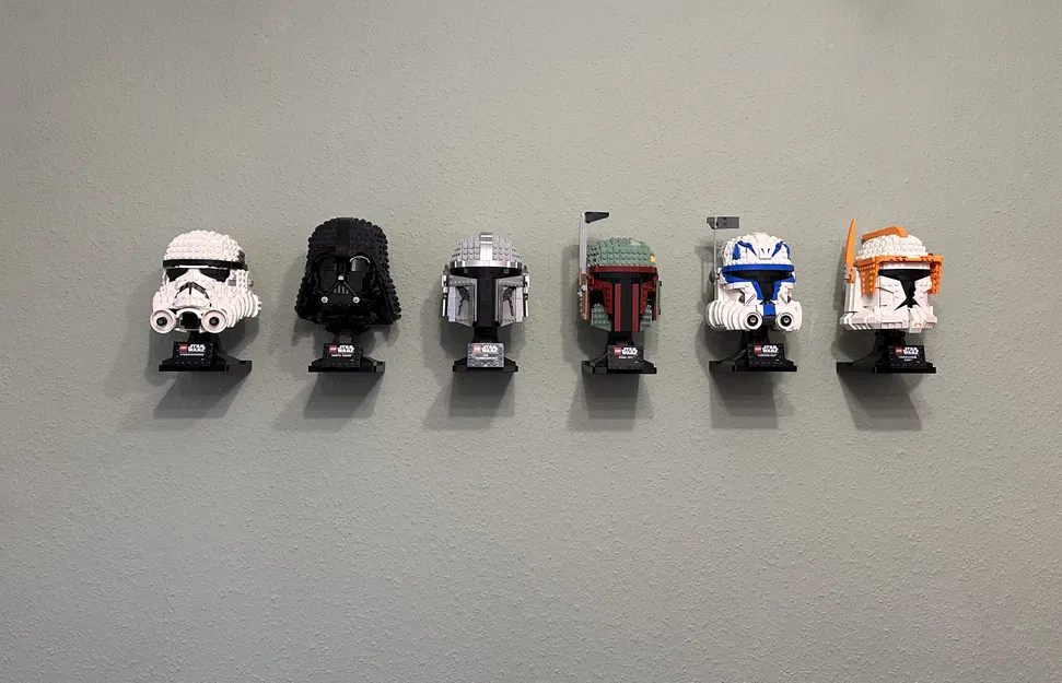 Bộ mount treo tường/Skadis cho LEGO Star Wars Helmets, kèm đồ canh lắp - Image 1