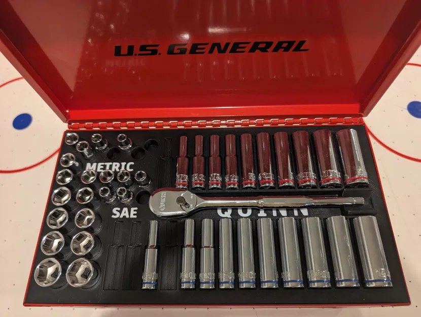 Khay socket Quinn Master Set cho Harbor Freight US General mini toolbox (STL) - Image 1