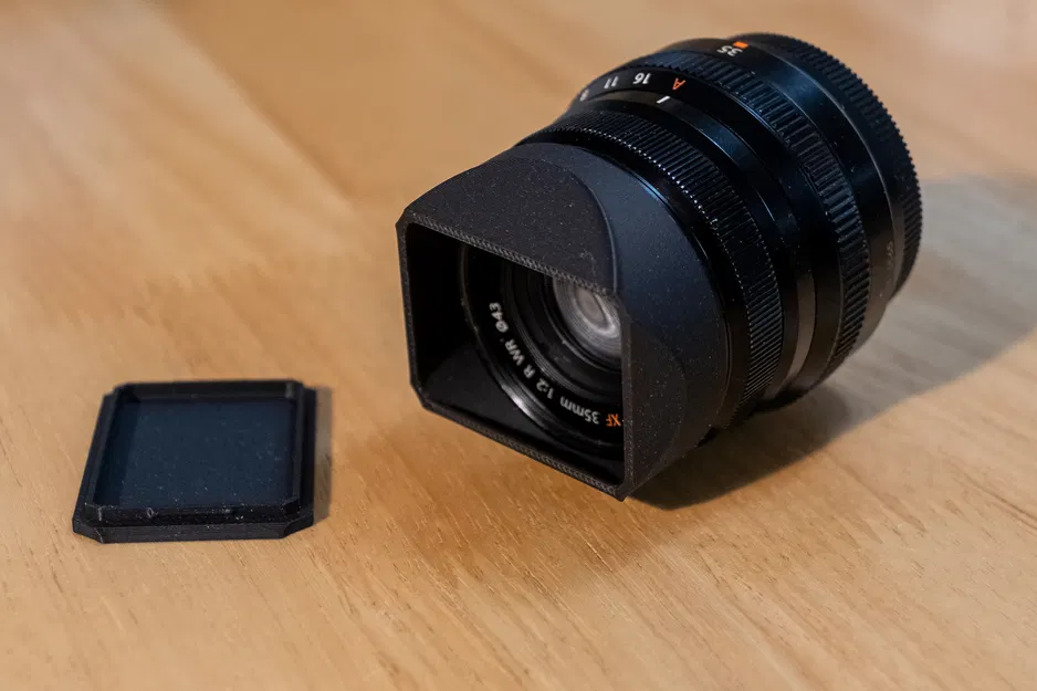 Lens hood & cap cho Fujifilm 35mm F2 WR (kiểu vuông) - Image 1