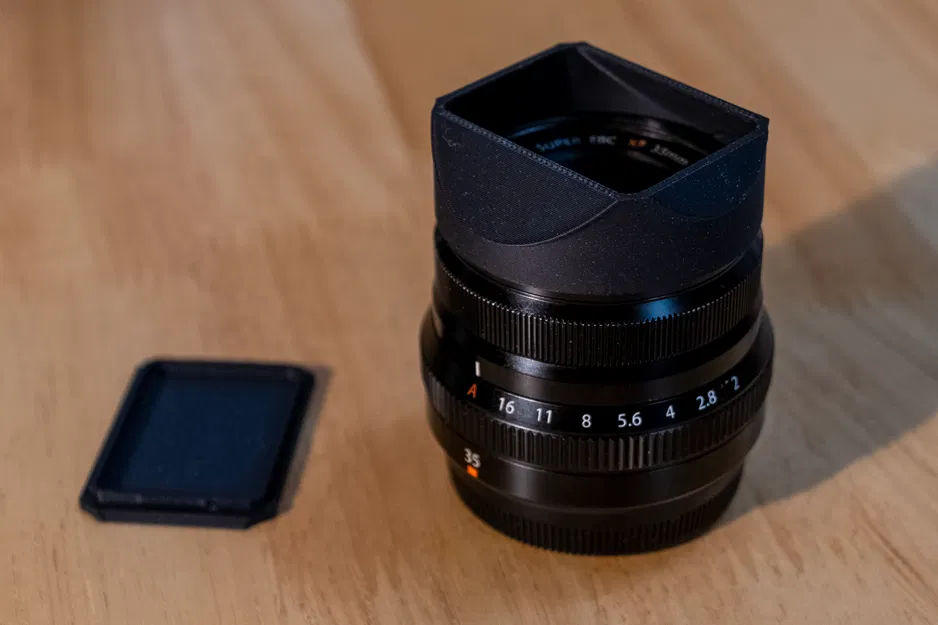 Lens hood & cap cho Fujifilm 35mm F2 WR (kiểu vuông) - Image 2