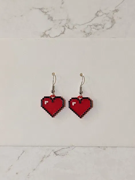 Bông tai Trái tim 8-Bit (8-Bit Heart Earrings) - Image 1