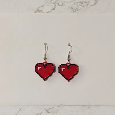 Bông tai Trái tim 8-Bit (8-Bit Heart Earrings)