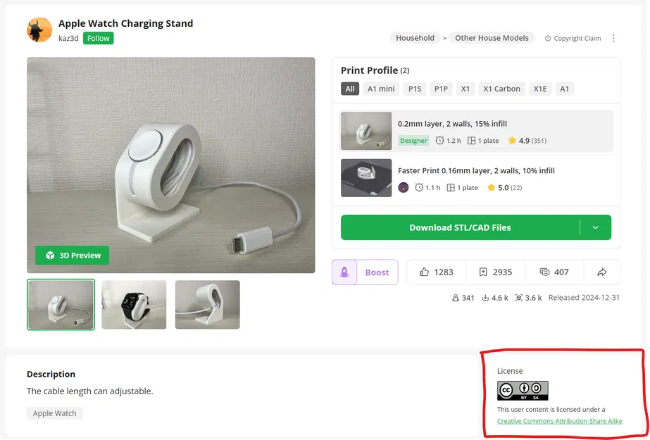 Đế sạc Apple Watch (có cuộn dây) – kaz3d - Image 4