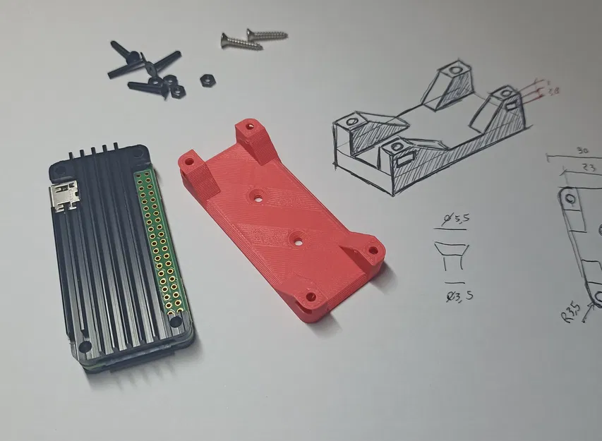 Giá đỡ khung hở cho Raspberry Pi Zero kèm passive heatsink - Image 2