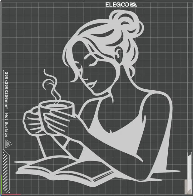 Line Art Tối Giản — Cô Gái Đọc Sách & Cà Phê | Silhouette Êm Dịu, Cozy - Image 1