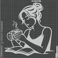 Line Art Tối Giản — Cô Gái Đọc Sách & Cà Phê | Silhouette Êm Dịu, Cozy - Thumbnail 1