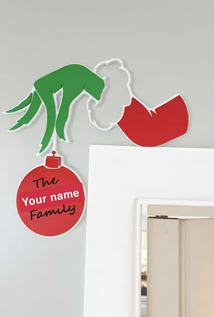 Bàn Tay Grinch Gác Góc Khung Cửa – Quả Châu Tùy Biến Tên Gia Đình - Image 2