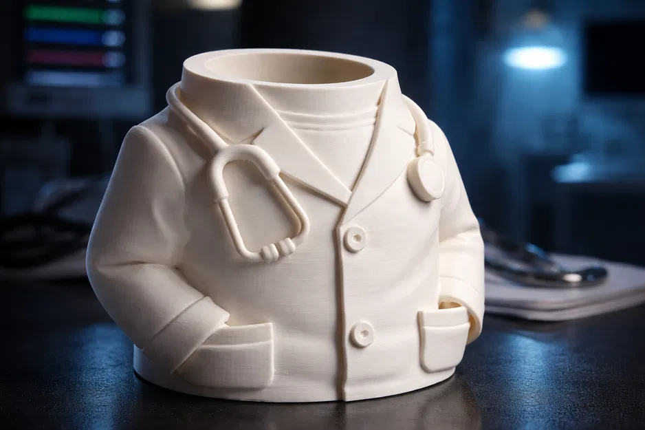 Ống Cắm Bút Bác Sĩ/Desk Organizer – Áo Blouse & Ống Nghe – Dễ In, Quà Tặng - Image 1