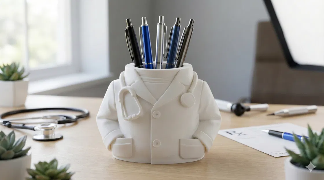 Ống Cắm Bút Bác Sĩ/Desk Organizer – Áo Blouse & Ống Nghe – Dễ In, Quà Tặng - Image 12