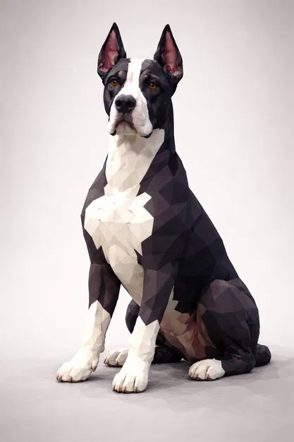 Chó Great Dane Low Poly - Image 1