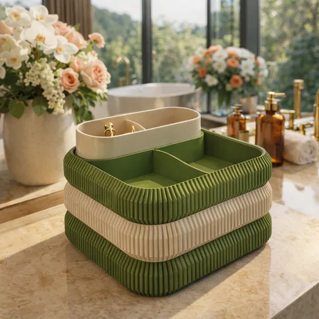 Organizer phòng tắm dạng module – khay xếp chồng - Image 1