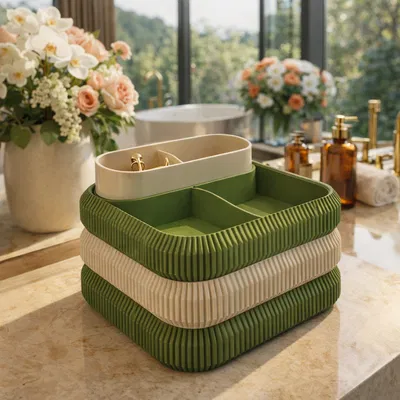 Organizer phòng tắm dạng module – khay xếp chồng