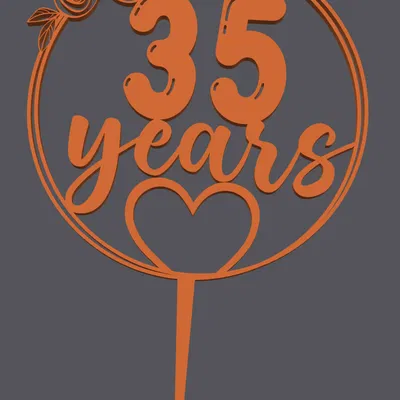 Topper bánh – Trái tim 35 tuổi | Cake Topper – Heart with 35 Years | 3D Print