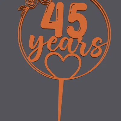 Topper bánh – Trái tim 45 năm | Cake Topper – Heart with 45 Years | 3D Print