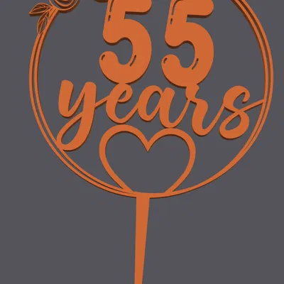 Topper bánh – Trái tim 55 năm | Cake Topper – Heart with 55 Years | 3D Print