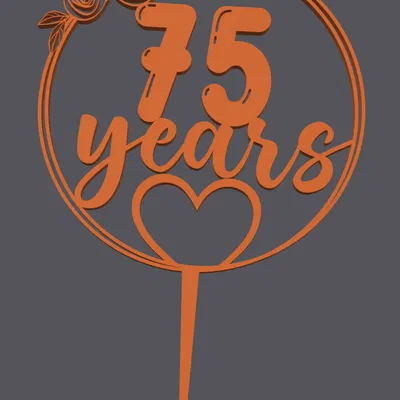 Topper bánh – Trái tim 75 tuổi | Cake Topper Heart 75 Years | 3D Print