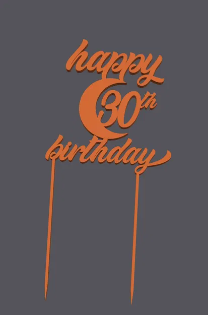 Topper bánh “Happy Birthday 30th” | Cake Topper | In 3D - Image 1