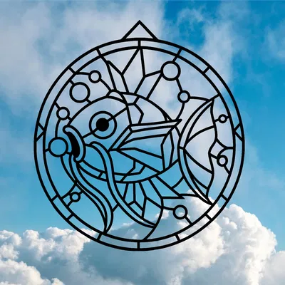 Magikarp Geometric Wall Art phong cách Stained Glass