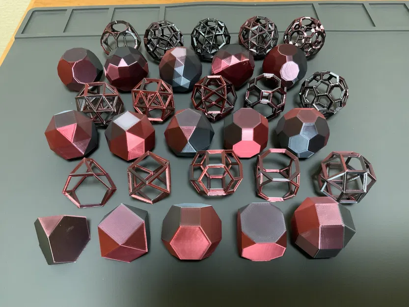 Archimedean Solids dạng wireframe & truncated: Tetra/Octa/Cube/Dodeca/Icosa... - Image 1