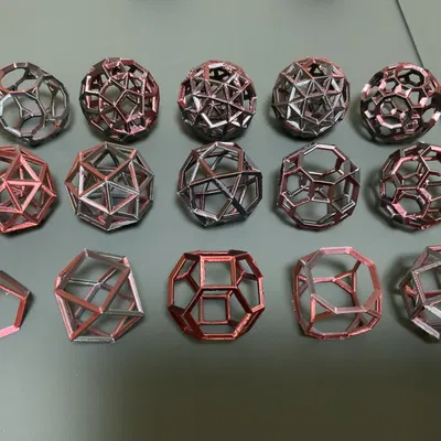 Archimedean Solids dạng wireframe & truncated: Tetra/Octa/Cube/Dodeca/Icosa...