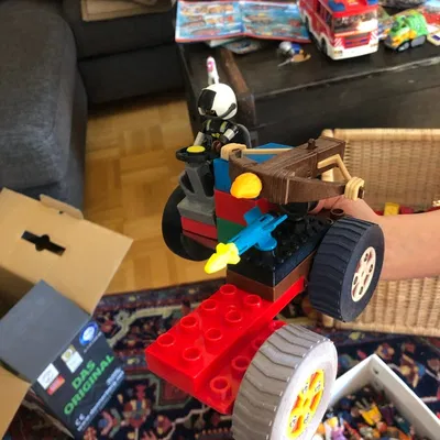 Adapter tương thích Lego DUPLO để gắn phụ kiện Playmobil (gạch 4x2)