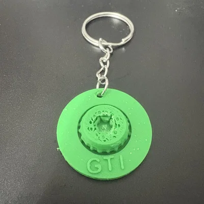 Móc khóa đĩa phanh khắc chữ GTI