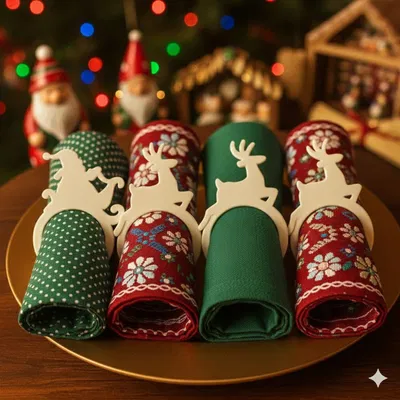 Vòng Giữ Khăn Ăn Giáng Sinh 3D – Santa Sleigh Napkin Rings