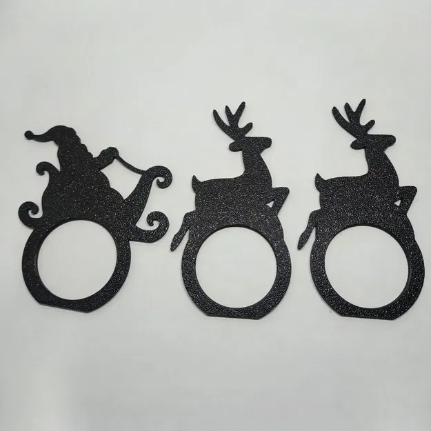 Vòng Giữ Khăn Ăn Giáng Sinh 3D – Santa Sleigh Napkin Rings - Image 2