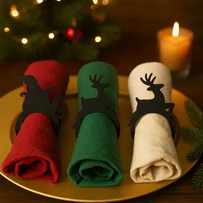 Vòng Giữ Khăn Ăn Giáng Sinh 3D – Santa Sleigh Napkin Rings