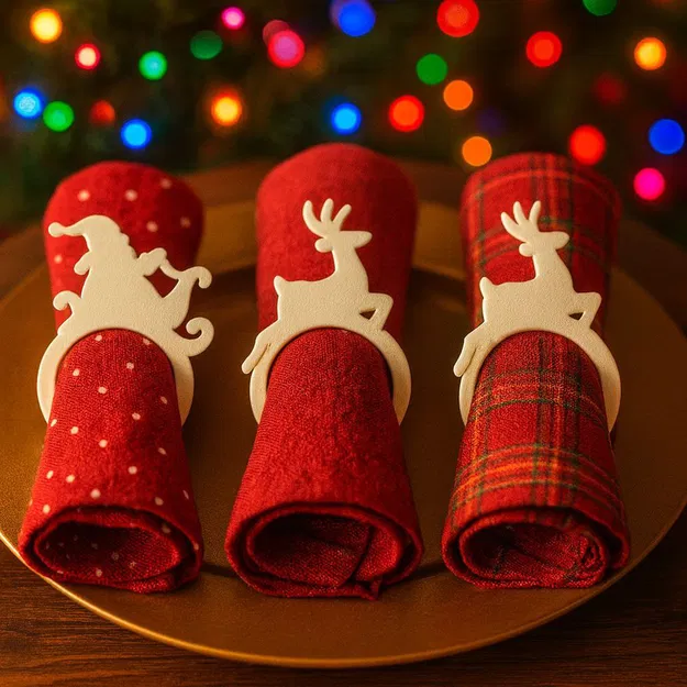 Vòng Giữ Khăn Ăn Giáng Sinh 3D – Santa Sleigh Napkin Rings - Image 4