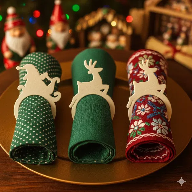 Vòng Giữ Khăn Ăn Giáng Sinh 3D – Santa Sleigh Napkin Rings - Image 5