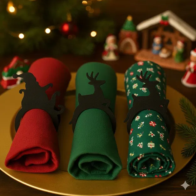 Vòng Giữ Khăn Ăn Giáng Sinh 3D – Santa Sleigh Napkin Rings - Image 6