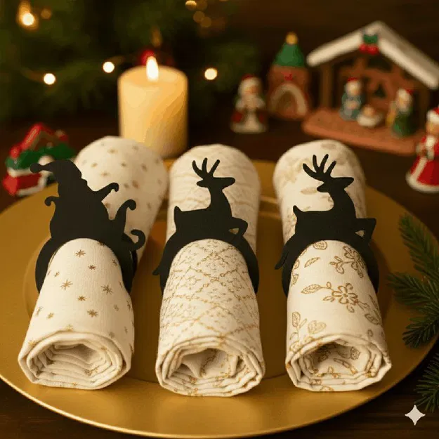 Vòng Giữ Khăn Ăn Giáng Sinh 3D – Santa Sleigh Napkin Rings - Image 7