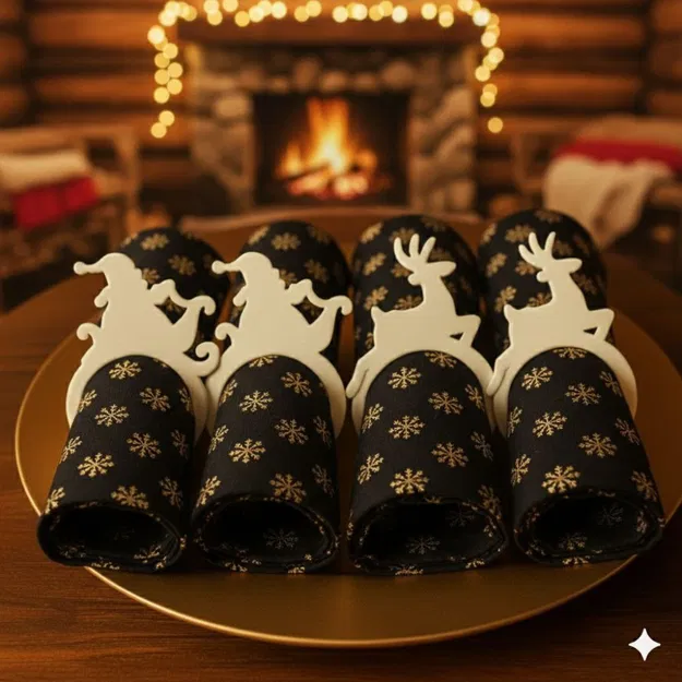 Vòng Giữ Khăn Ăn Giáng Sinh 3D – Santa Sleigh Napkin Rings - Image 8