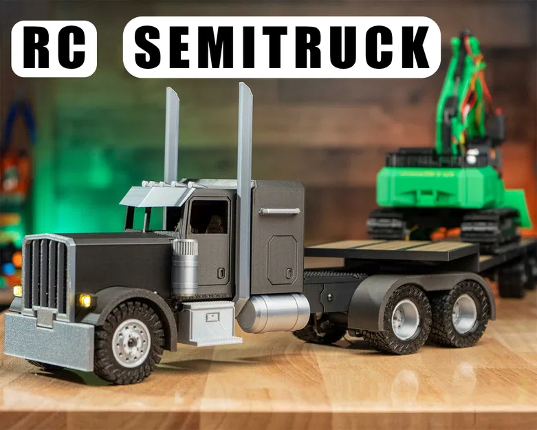 DIY RC SemiTruck – Mẫu Semitruck RC in 3D với móc trailer tự động - Image 1