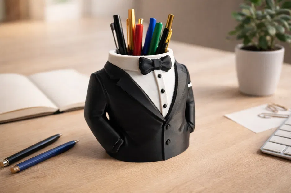 Ống Cắm Bút Tuxedo Thanh Lịch – Desk Organizer – In Multicolor Dễ - Image 1